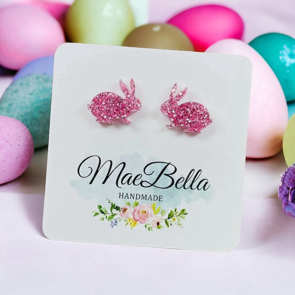 Easter Bunny Glitter Earrings